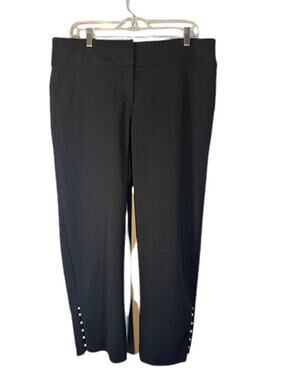 Alfani Black Pearl Detail Trim Capri Cropped Dress Pants Slacks Women Sz 14